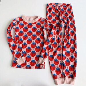 Hanna Andersson Girl Strawberries Long John Pajamas In Organic Cotton 6-7 years
